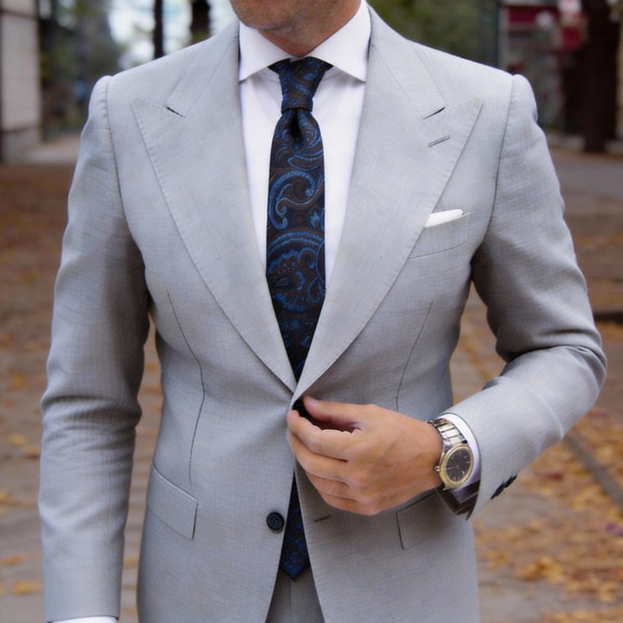 Dark Brown With Blue Paisley Necktie