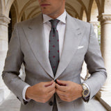 Dark Gray With Red Four-Pointed Dots Necktie