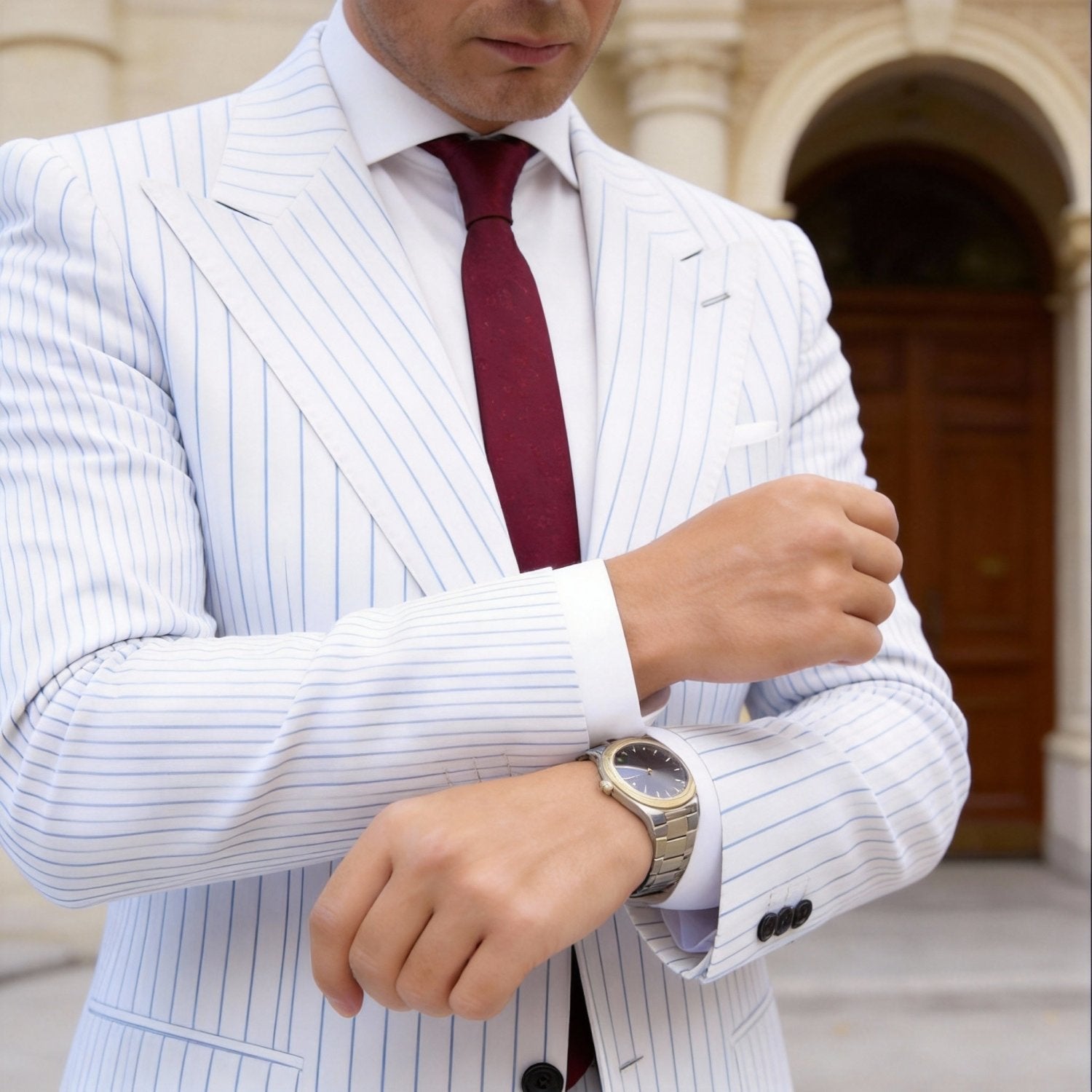Burgundy With Dark Floral Necktie