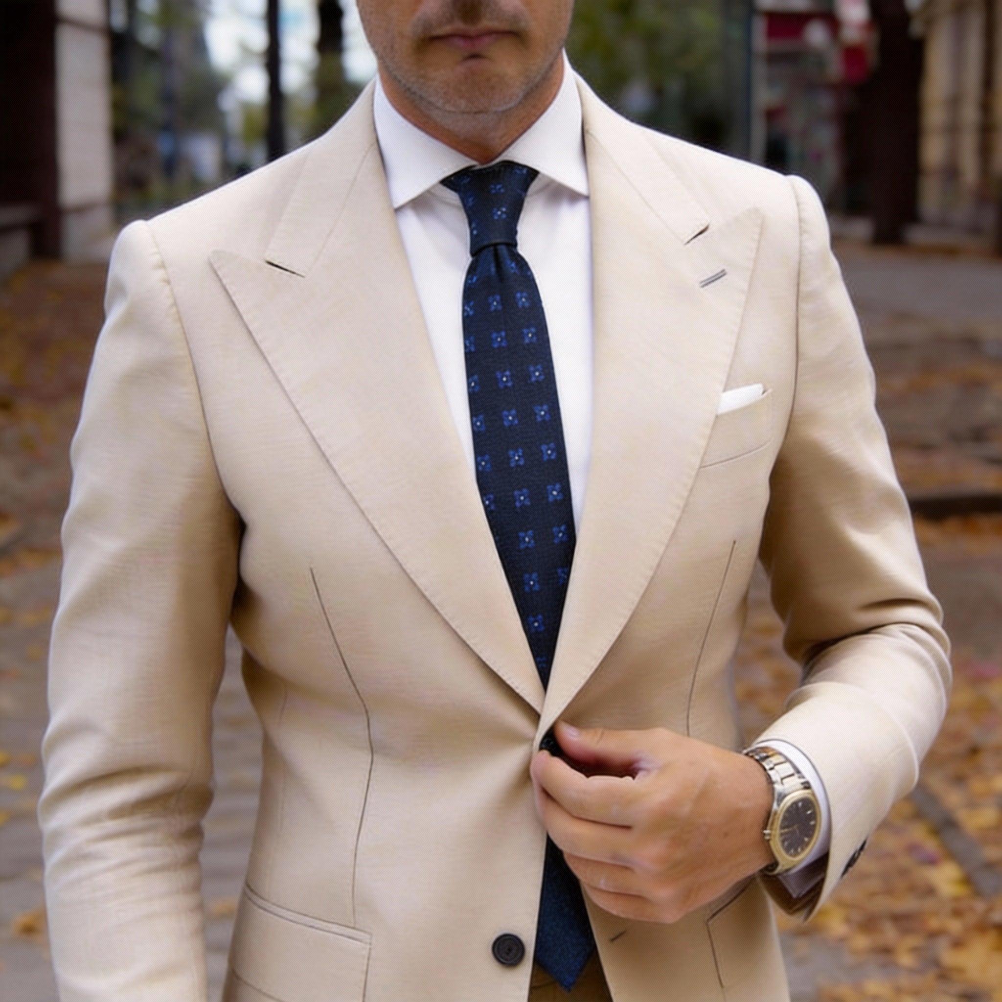 Dark Blue with Light Blue Floral Necktie