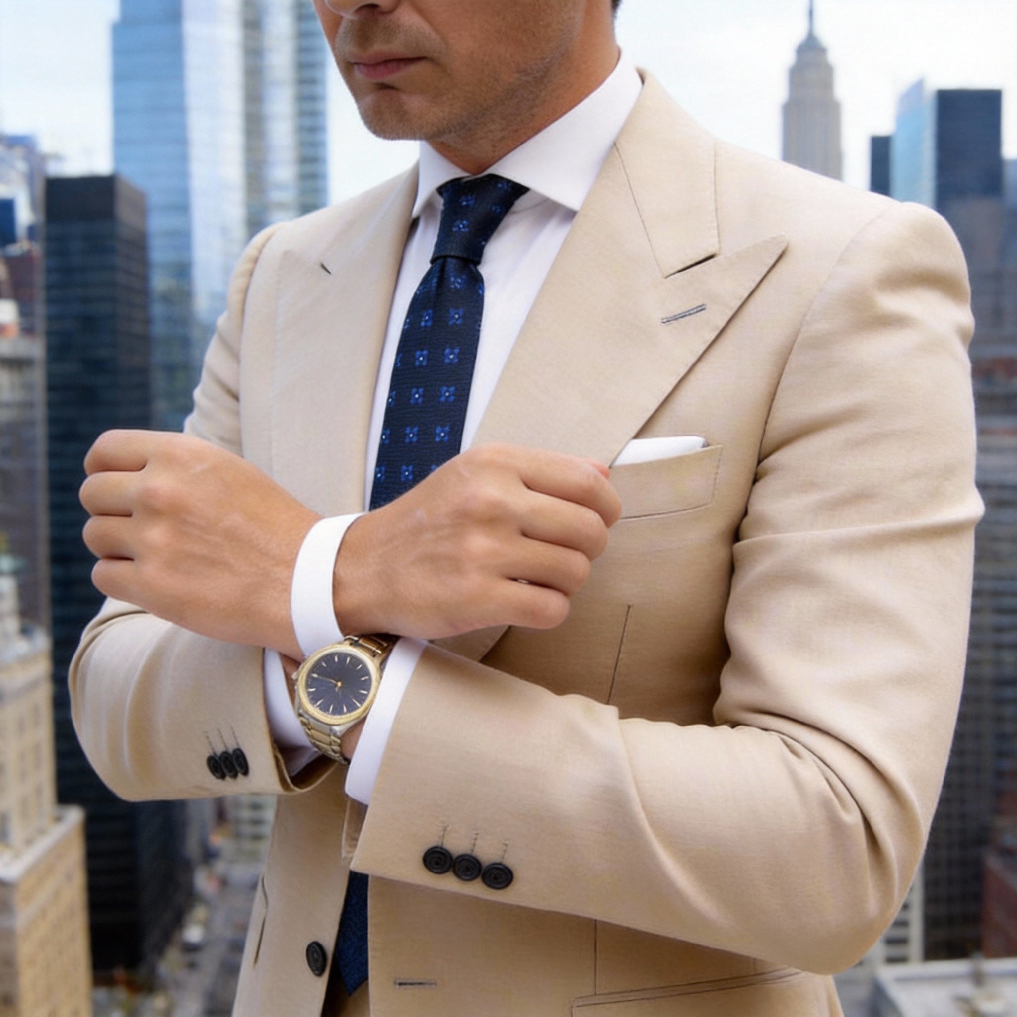 Dark Blue with Light Blue Floral Necktie