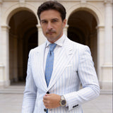 Blue with Light Yellow Four-Leaf Clover Necktie