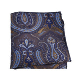 Brown Blue Paisley Pocket Square