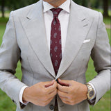 Burgundy With White Paisley & Cross Dot Necktie