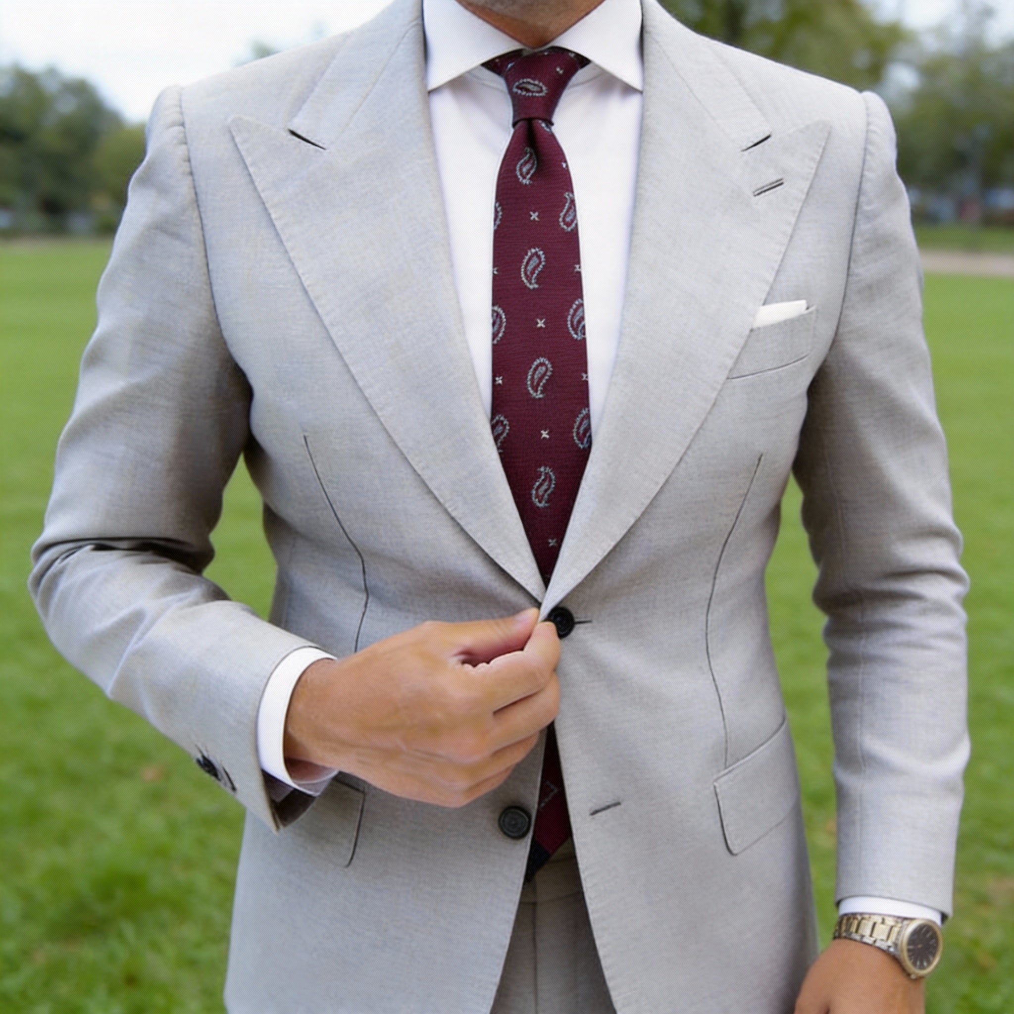 Burgundy With White Paisley & Cross Dot Necktie