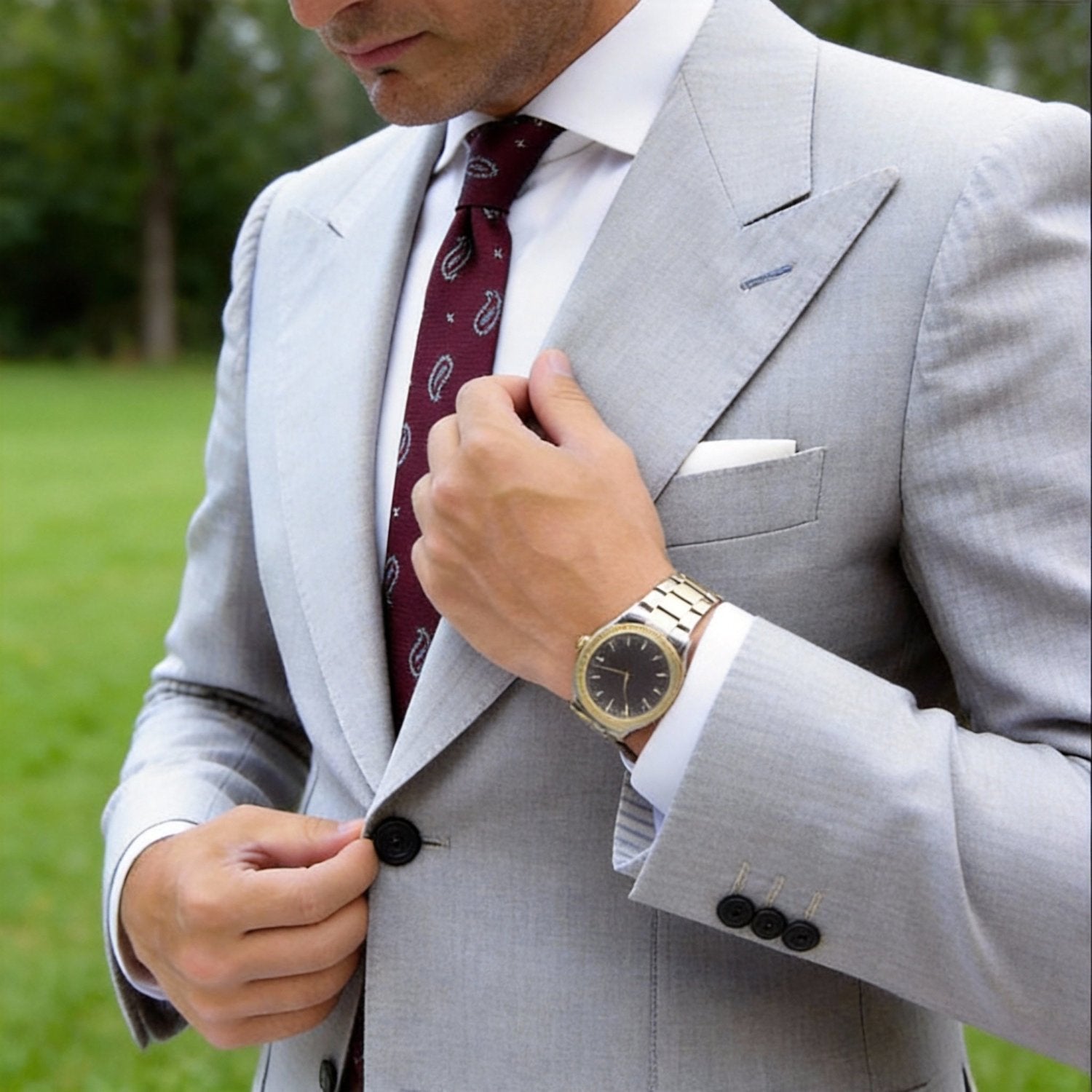 Burgundy With White Paisley & Cross Dot Necktie