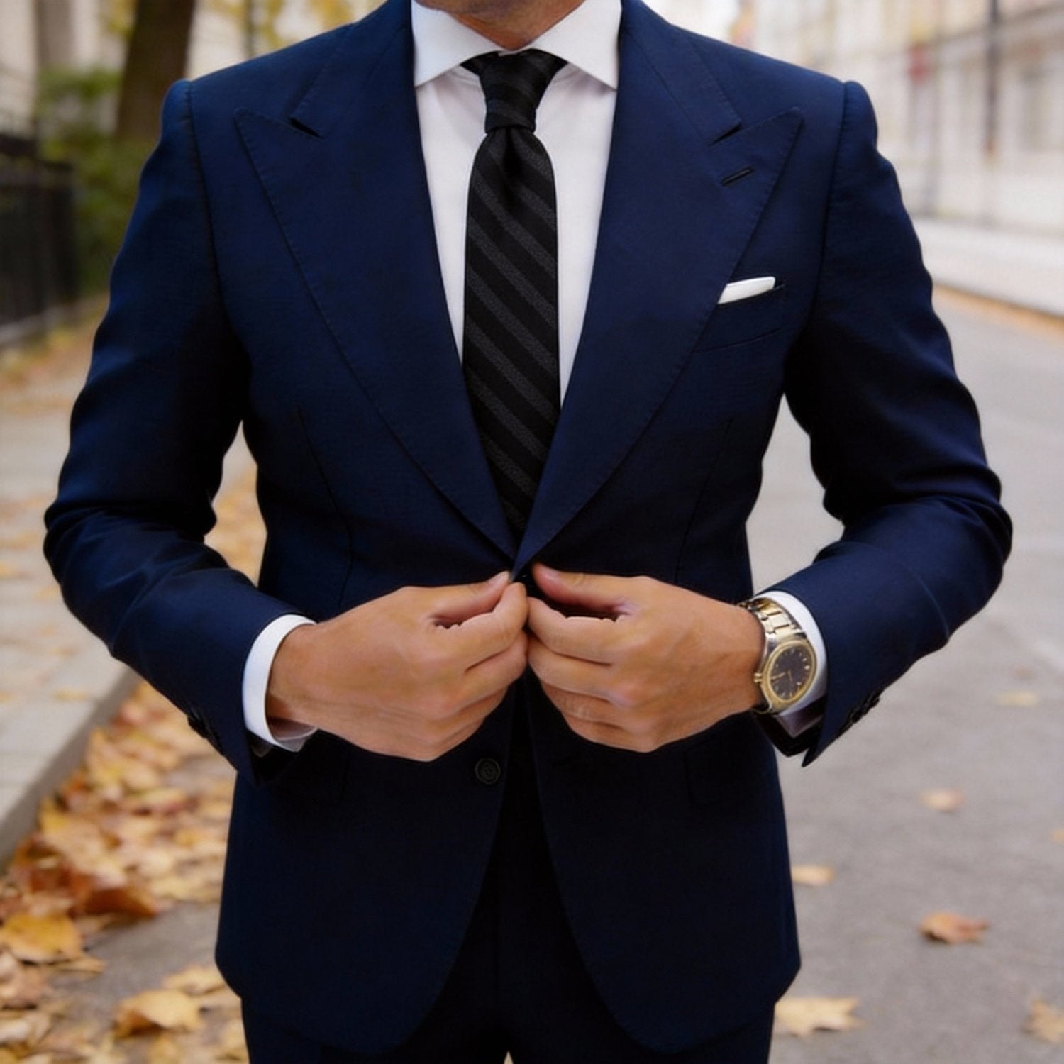 Black With Black Diagonal Stripes Necktie