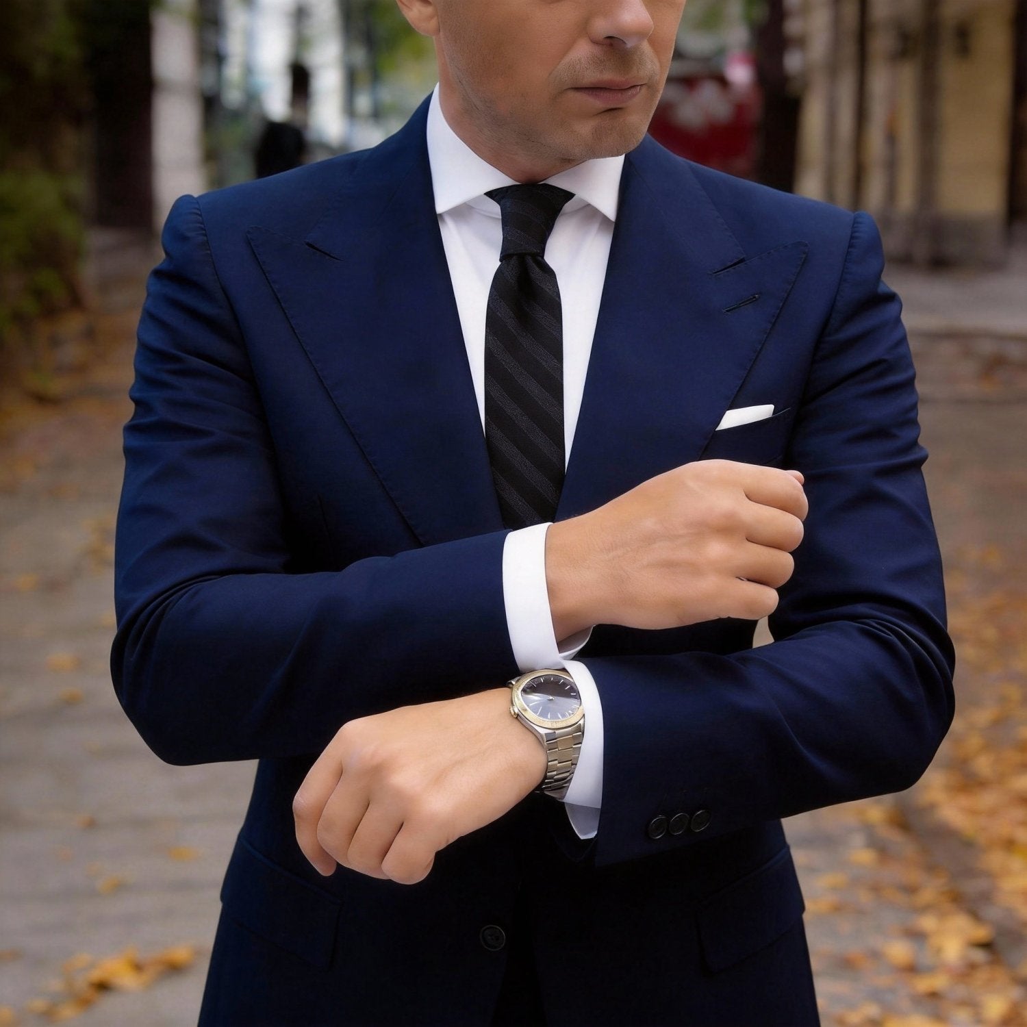 Black With Black Diagonal Stripes Necktie