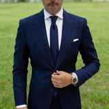 Navy Blue with Dark Navy Diagonal Stripes Necktie