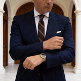 Black with Gold-Gray Diagonal Stripes Necktie