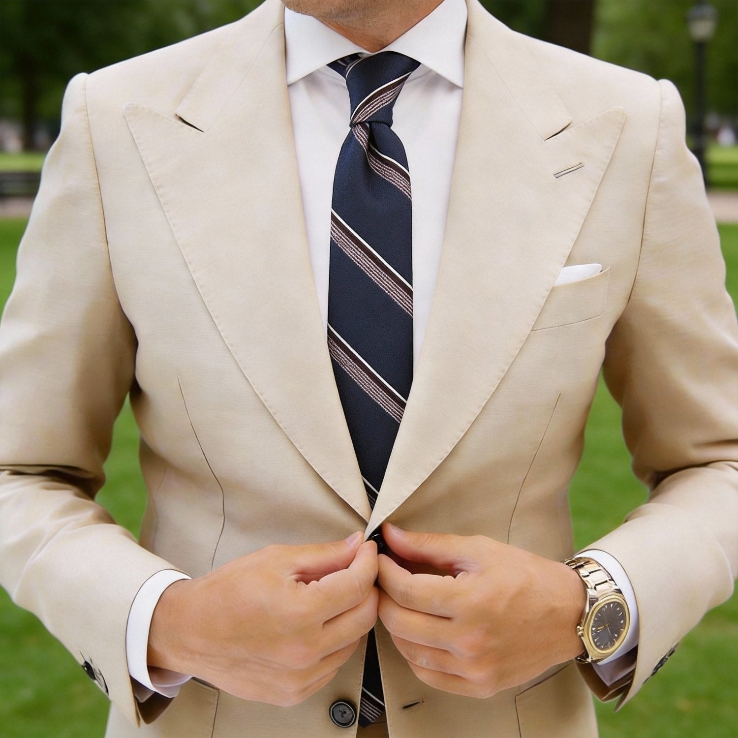 Dark Blue with White Burgundy Stripes Necktie