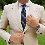 Dark Blue with White Burgundy Stripes Necktie