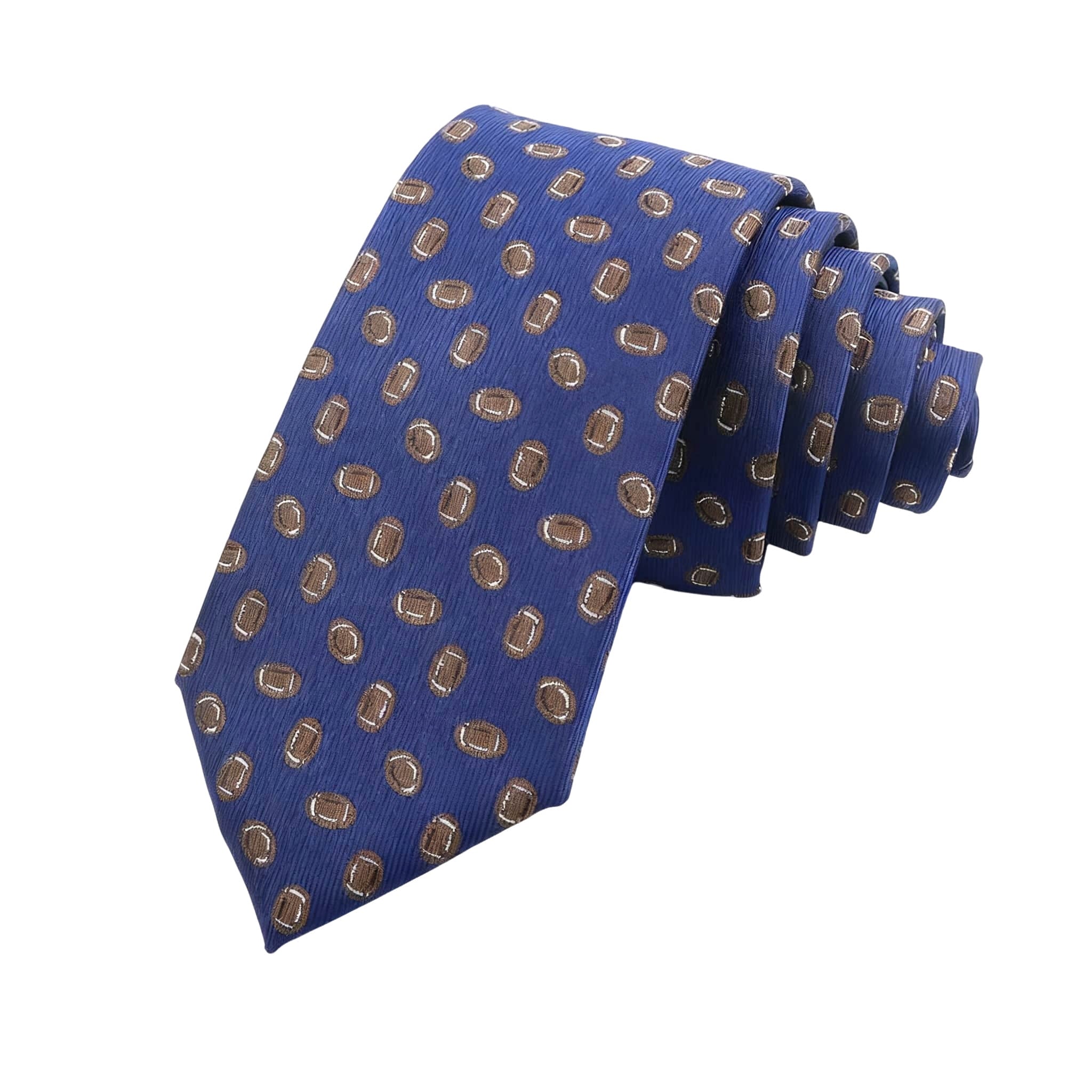 Blue Brown Football Necktie