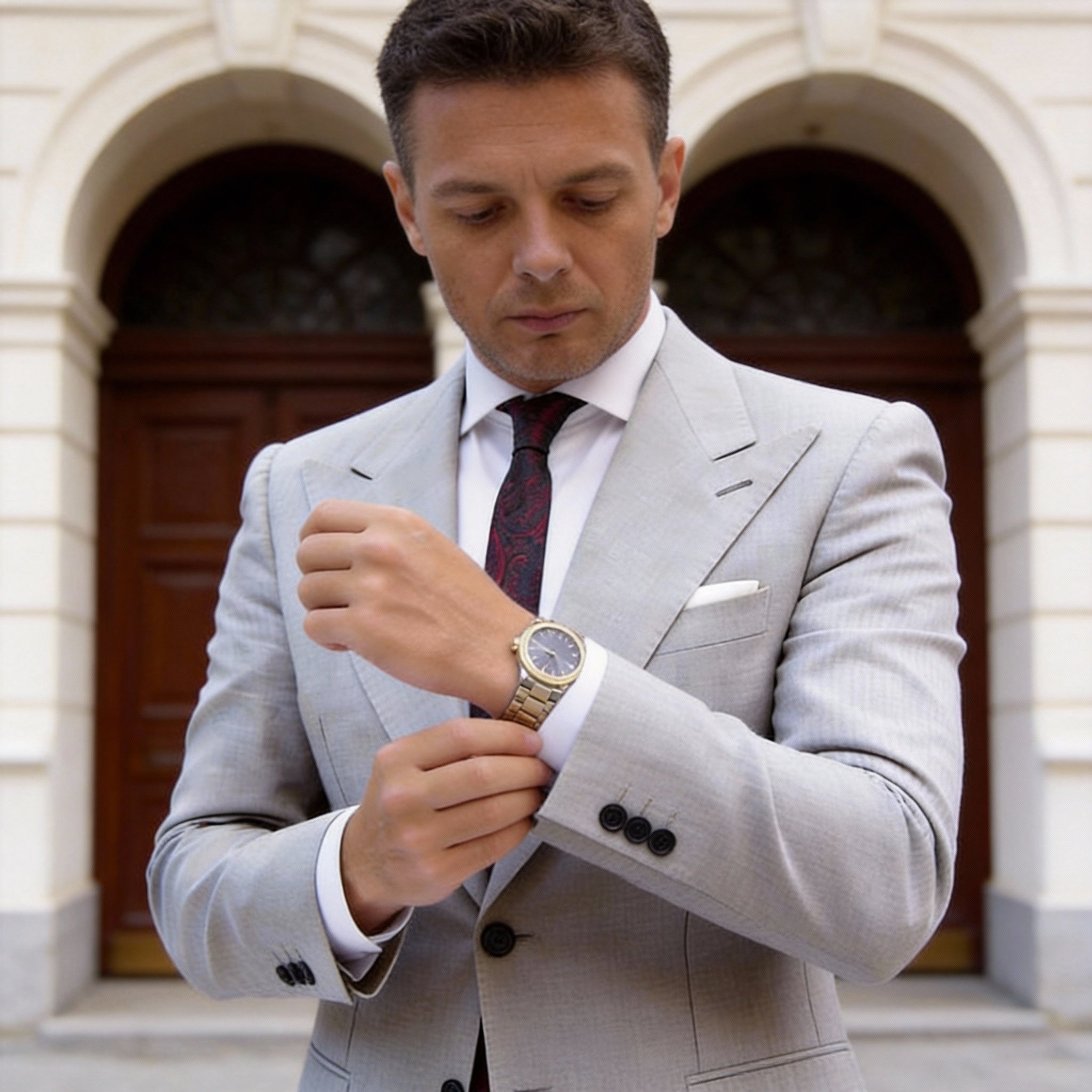 Dark Blue With Red Paisley Necktie
