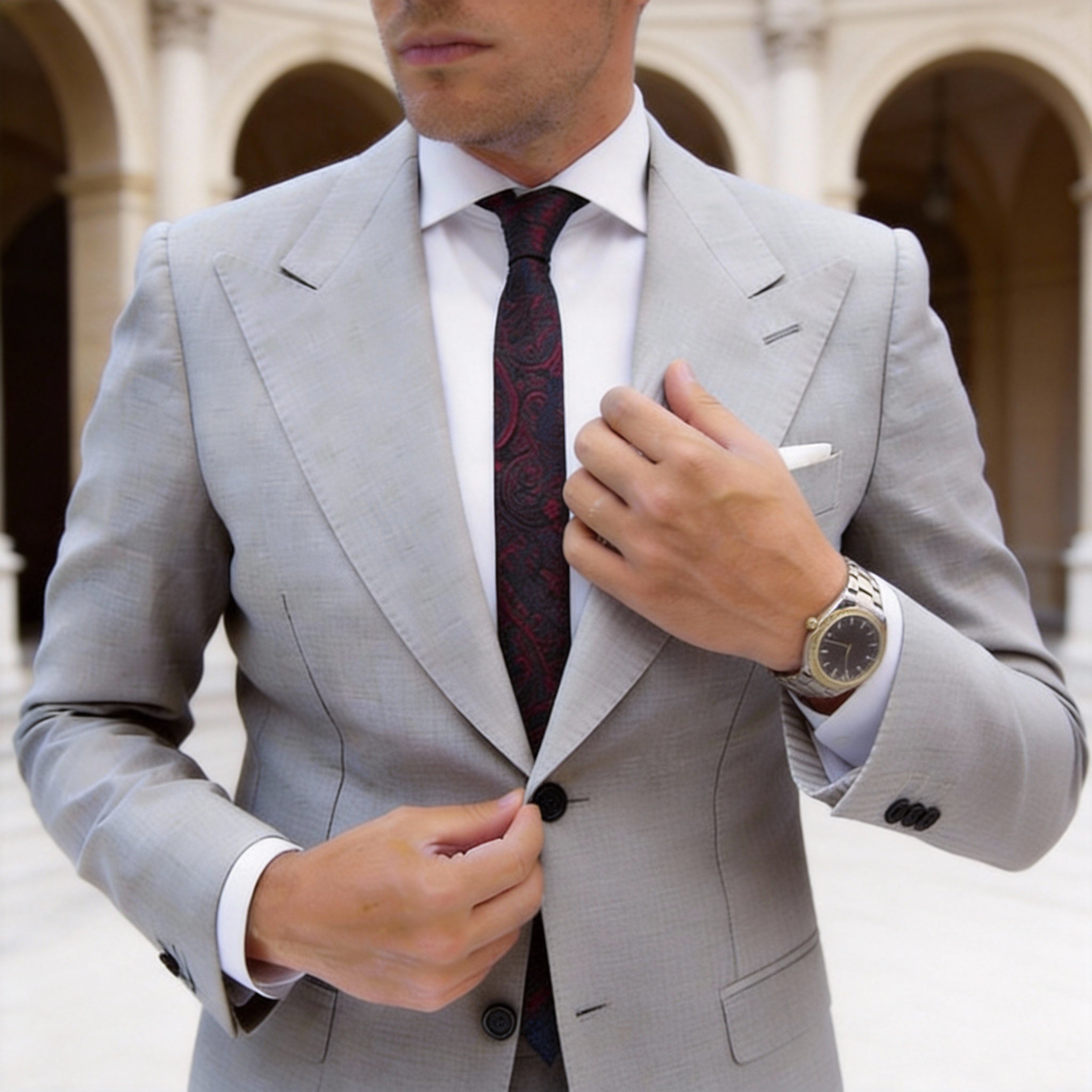 Dark Blue With Red Paisley Necktie