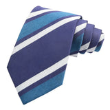 Navy Blue White Striped Necktie