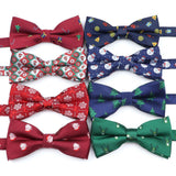 ZONFAZ Christmas Bowtie Festival Theme Fashion Parent-Child Bow Tie for Adult Kid Snowflake Santa Jacquard Silk Bowtie