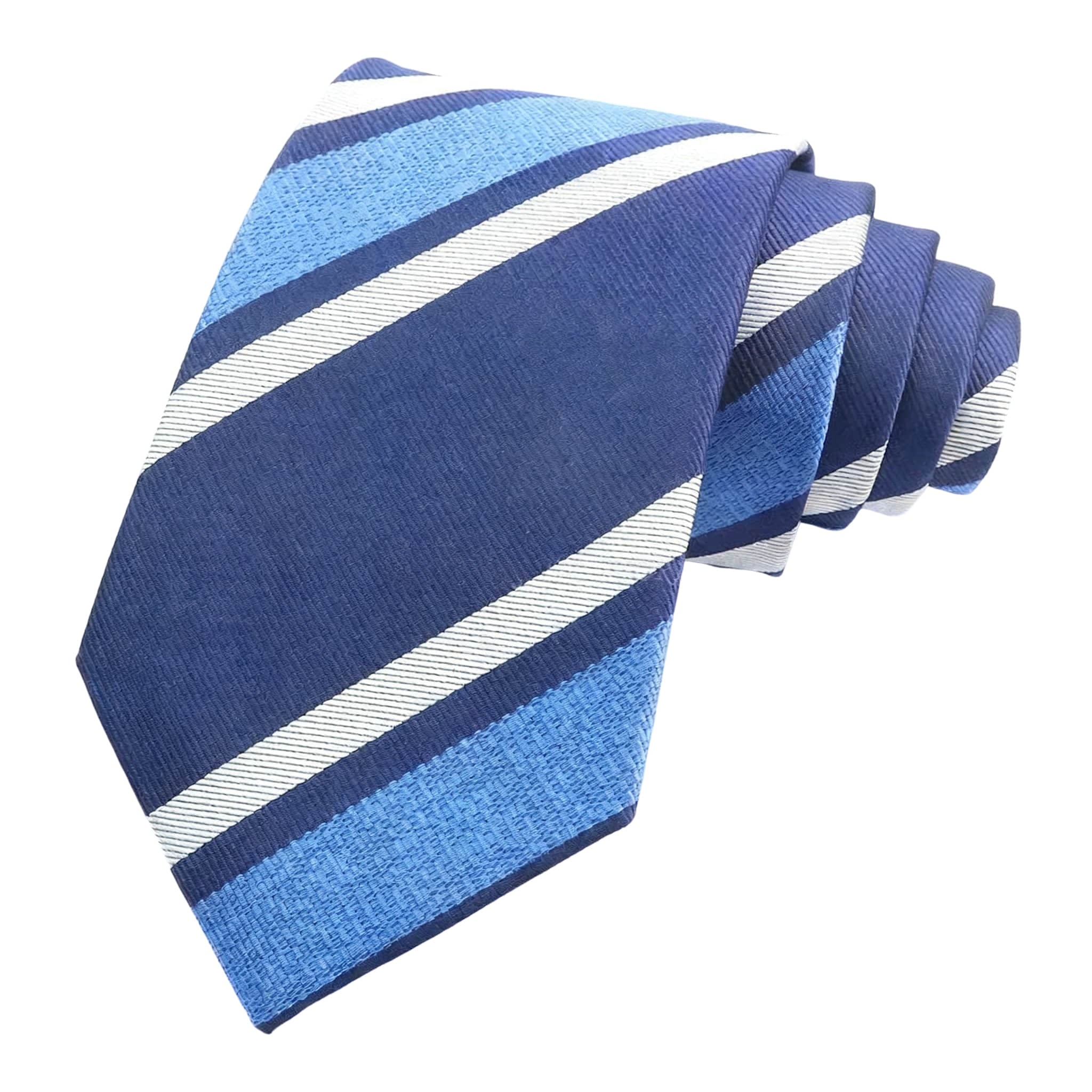 Navy Blue White Striped Necktie