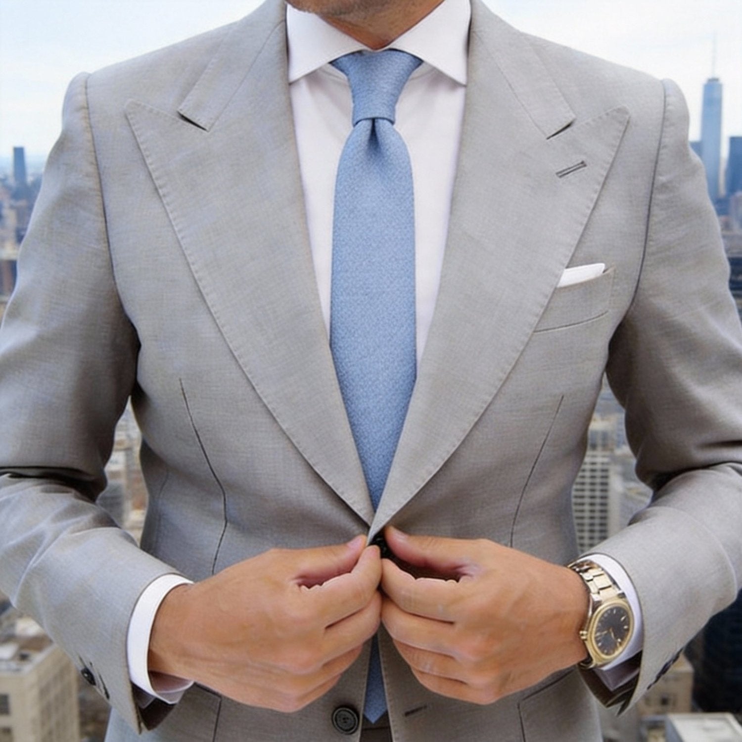 Light Blue Solid Necktie