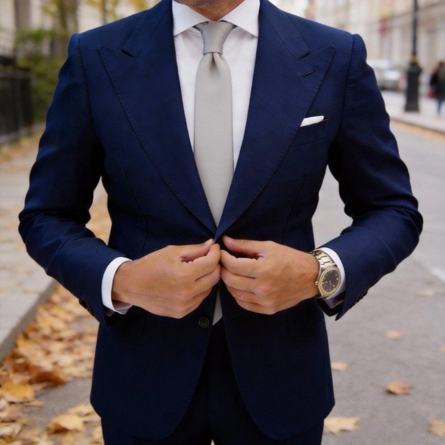 Gray Solid Necktie