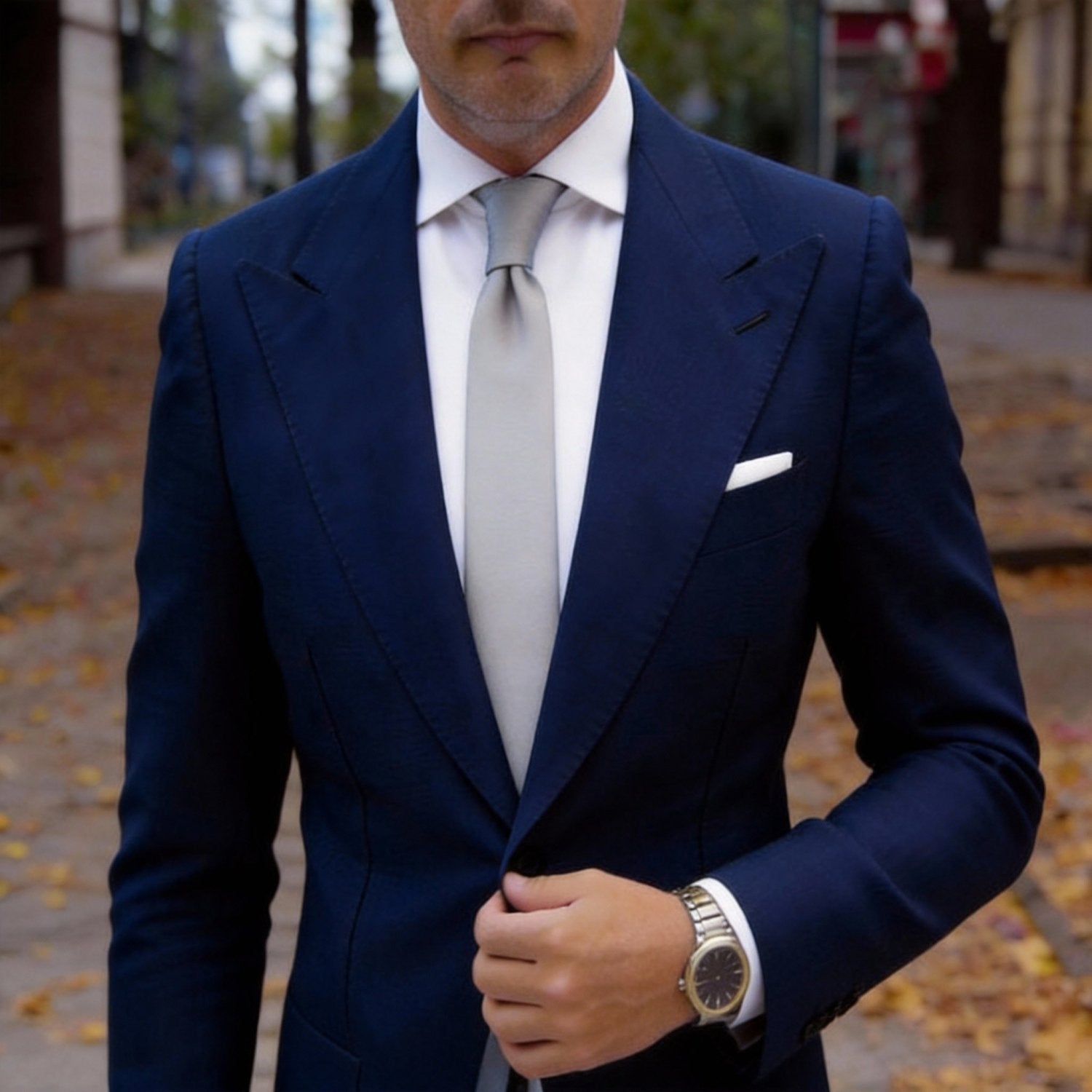 Gray Solid Necktie
