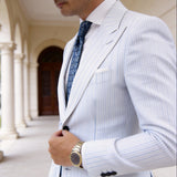 Dark Blue with Light Blue & Yellow Horsebit Necktie