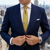 Yellow with Blue & Brown Horsebit Necktie