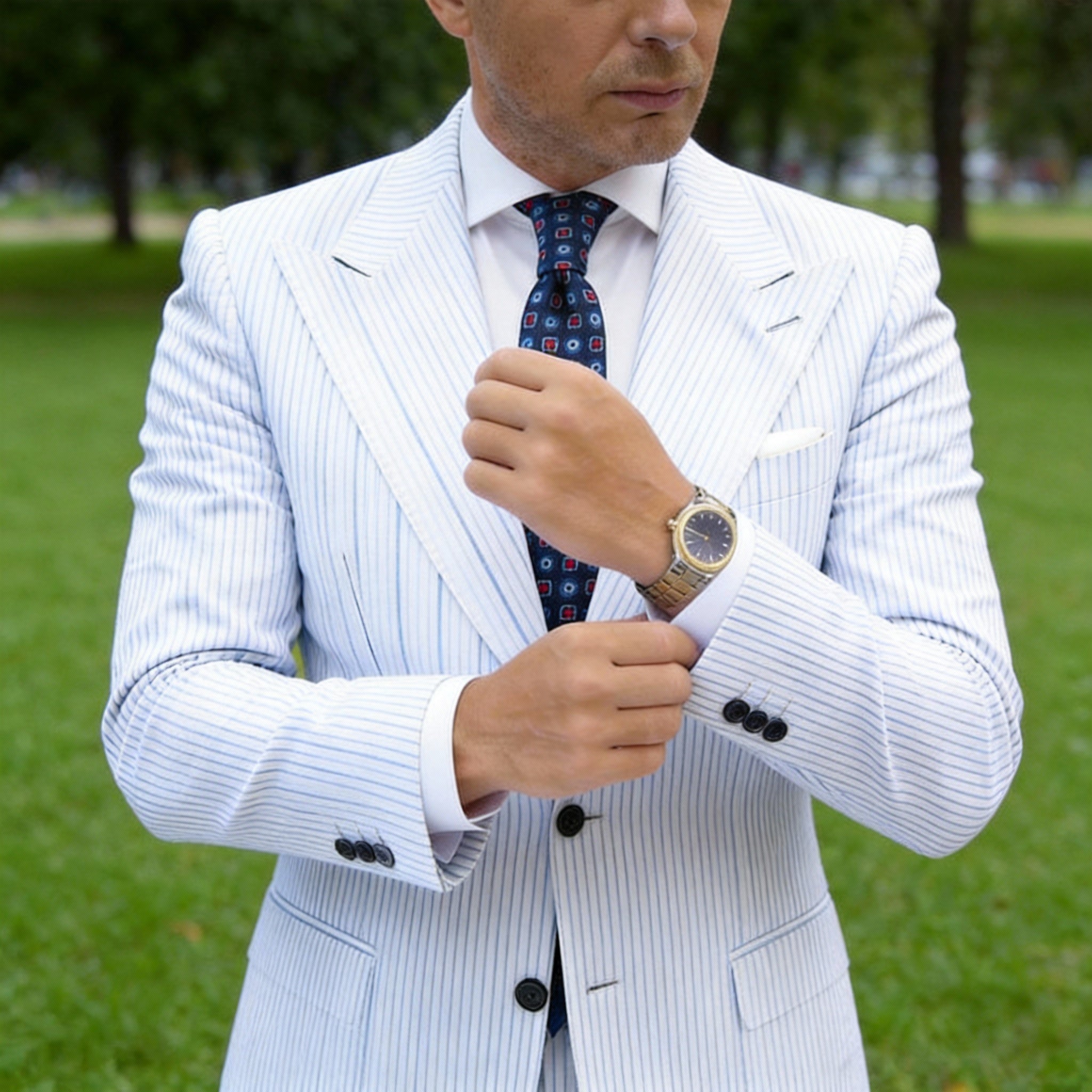 Dark Blue with Red & Blue Square Necktie