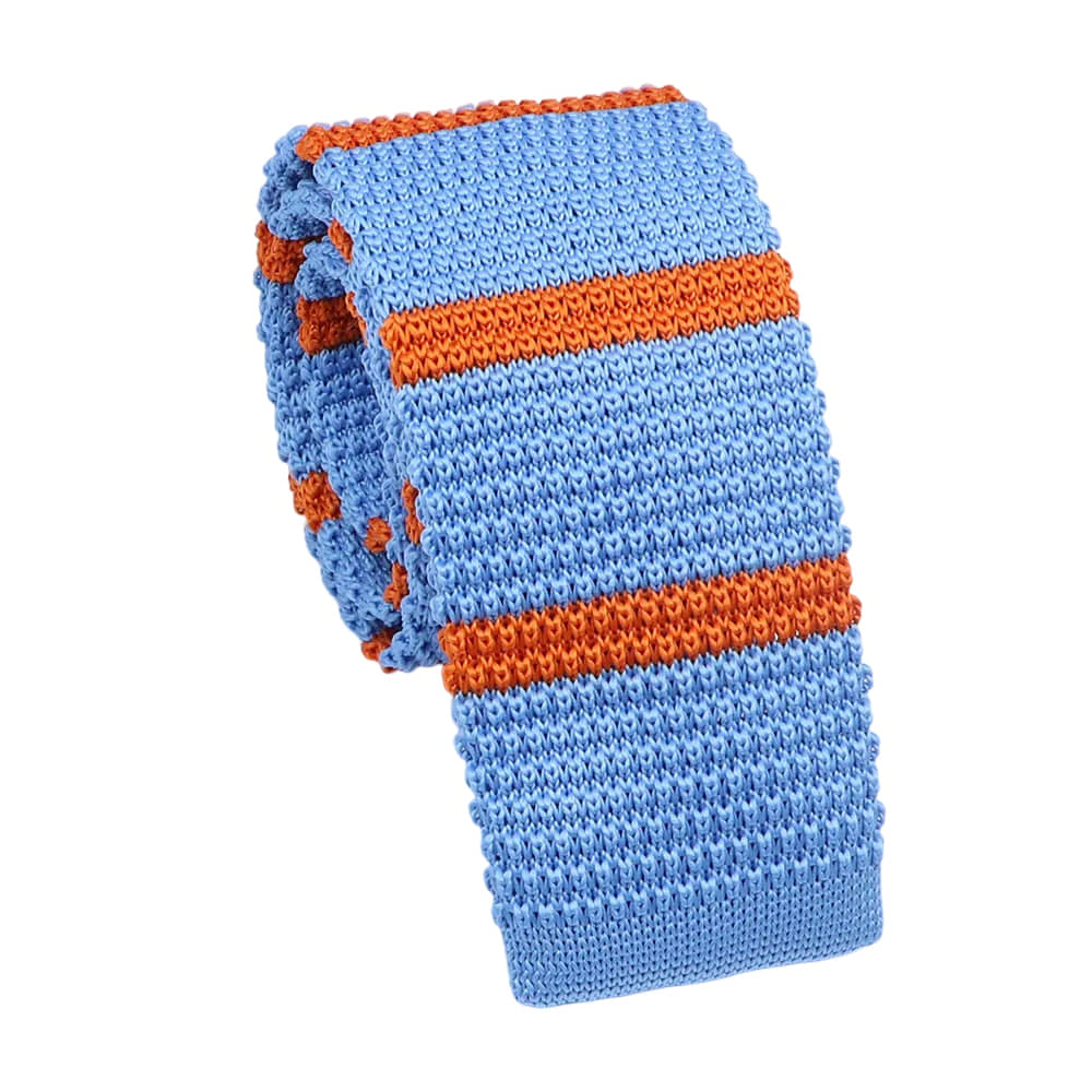 Light Blue Orange Striped Necktie