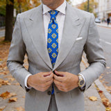 Blue With Yellow Square Medallion Necktie