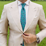 Turquoise With Dark Blue Paisley Necktie