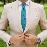Turquoise With Dark Blue Paisley Necktie