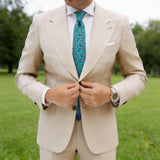 Turquoise With Dark Blue Paisley Necktie