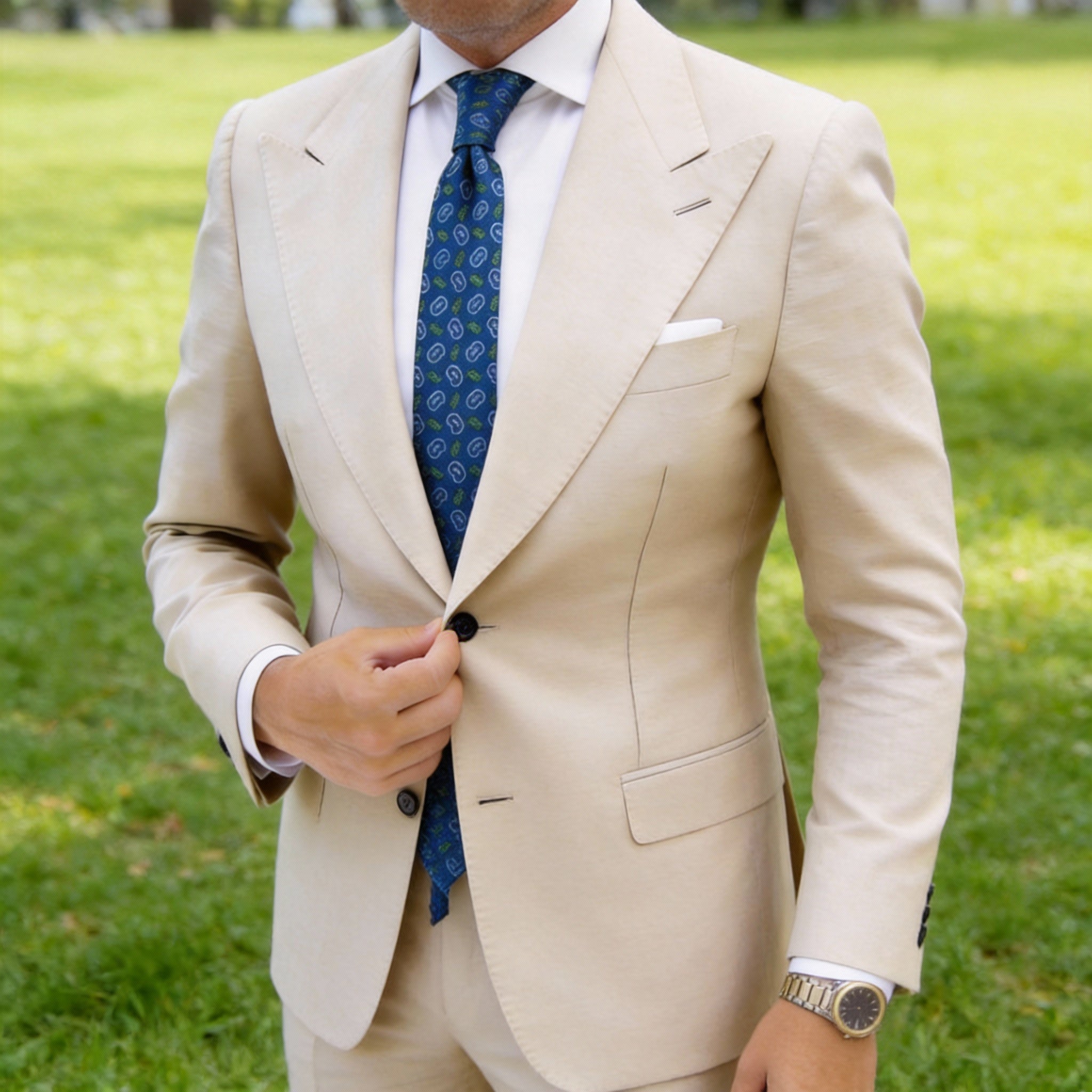 Dark Blue with Light Blue & Green Paisley Necktie