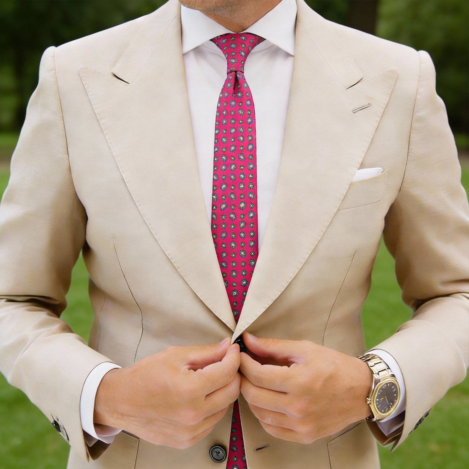 Fuchsia With Blue Paisley Necktie