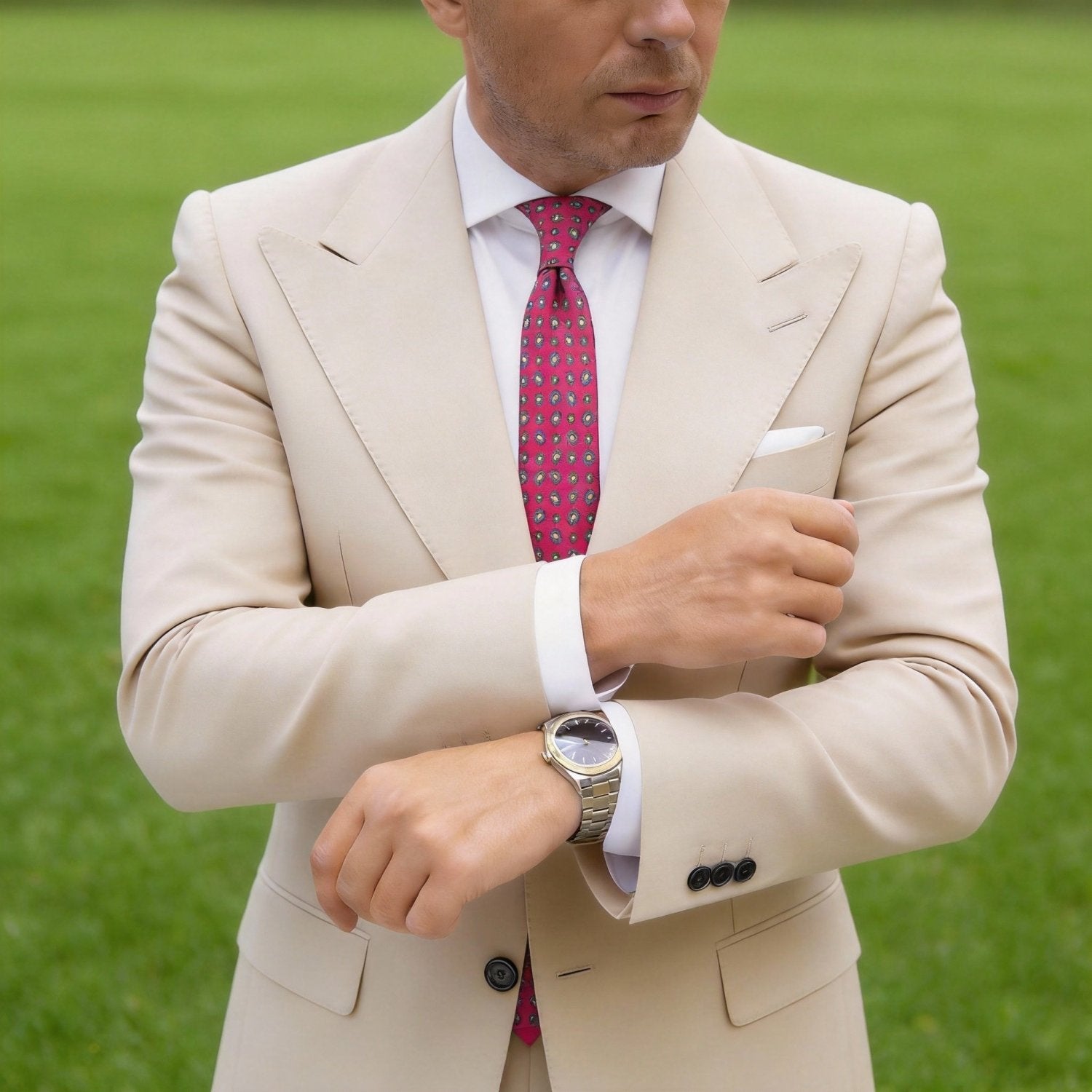 Fuchsia With Blue Paisley Necktie