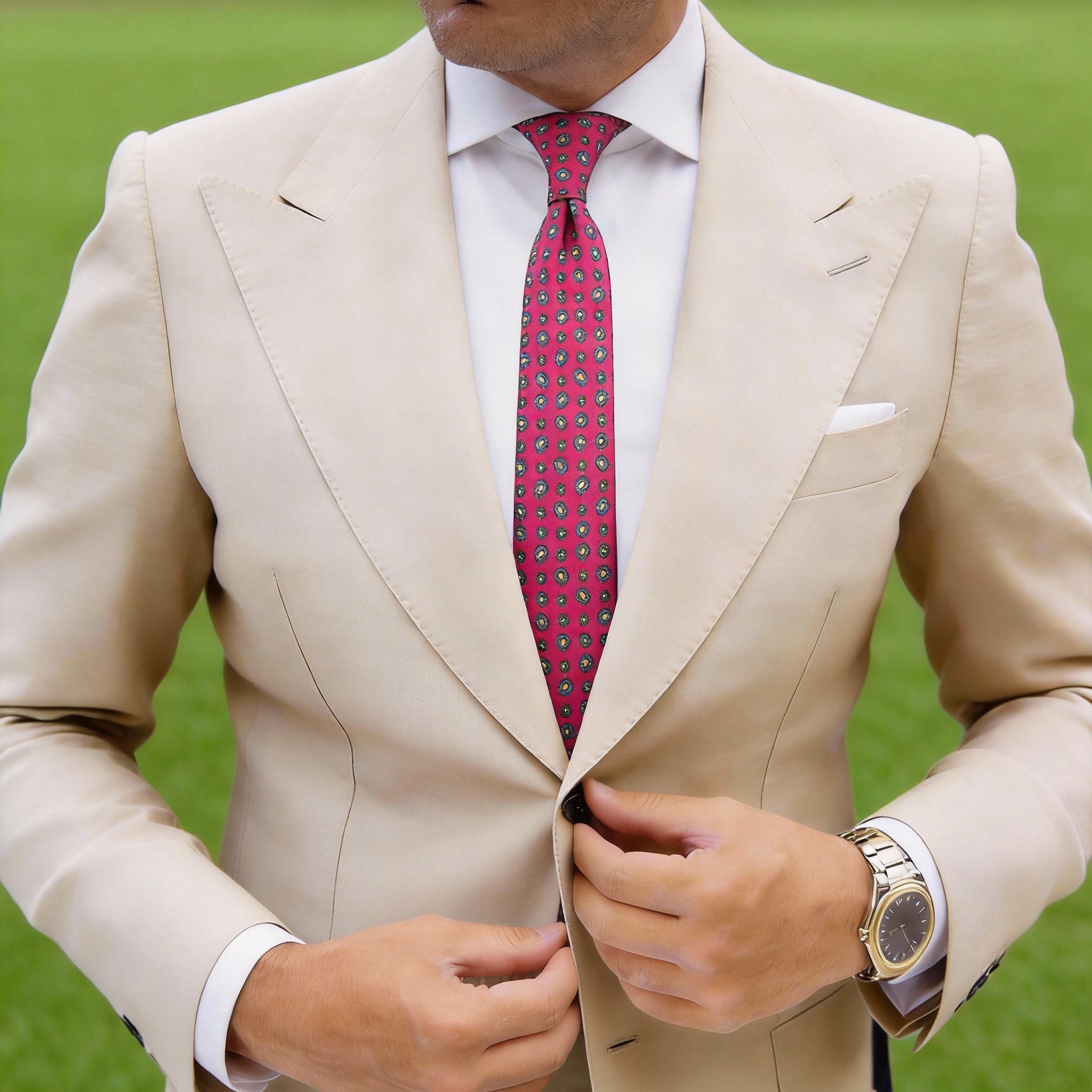 Fuchsia With Blue Paisley Necktie