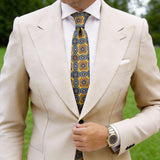 Yellow with Blue Ornate Medallion Necktie