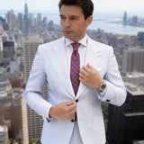 Red with Blue Square Grid Necktie