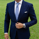 Light Blue With Red Geometric Square Necktie