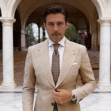 Khaki with Blue and Red Circular Medallions Necktie