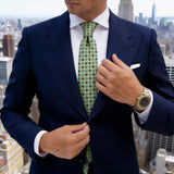 Olive Green with Green Floral & Black Square Necktie
