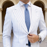 Light Blue with Dark Blue Diamond Grid Necktie