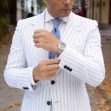 Light Blue with Dark Blue Diamond Grid Necktie