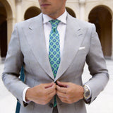 Light Green with Blue Flowers Necktie