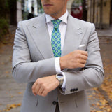 Light Green with Blue Flowers Necktie