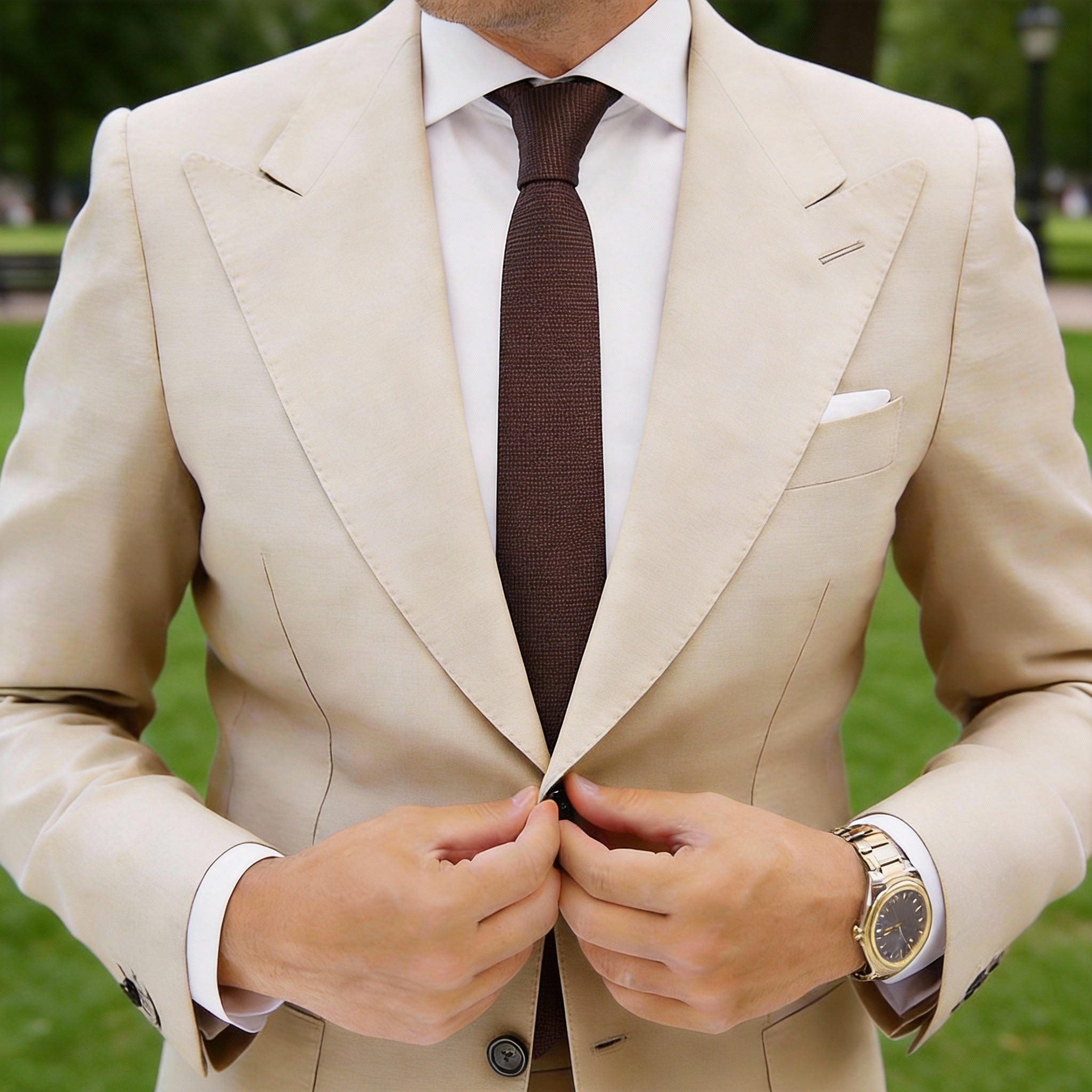 Brown With Dark Grid Necktie