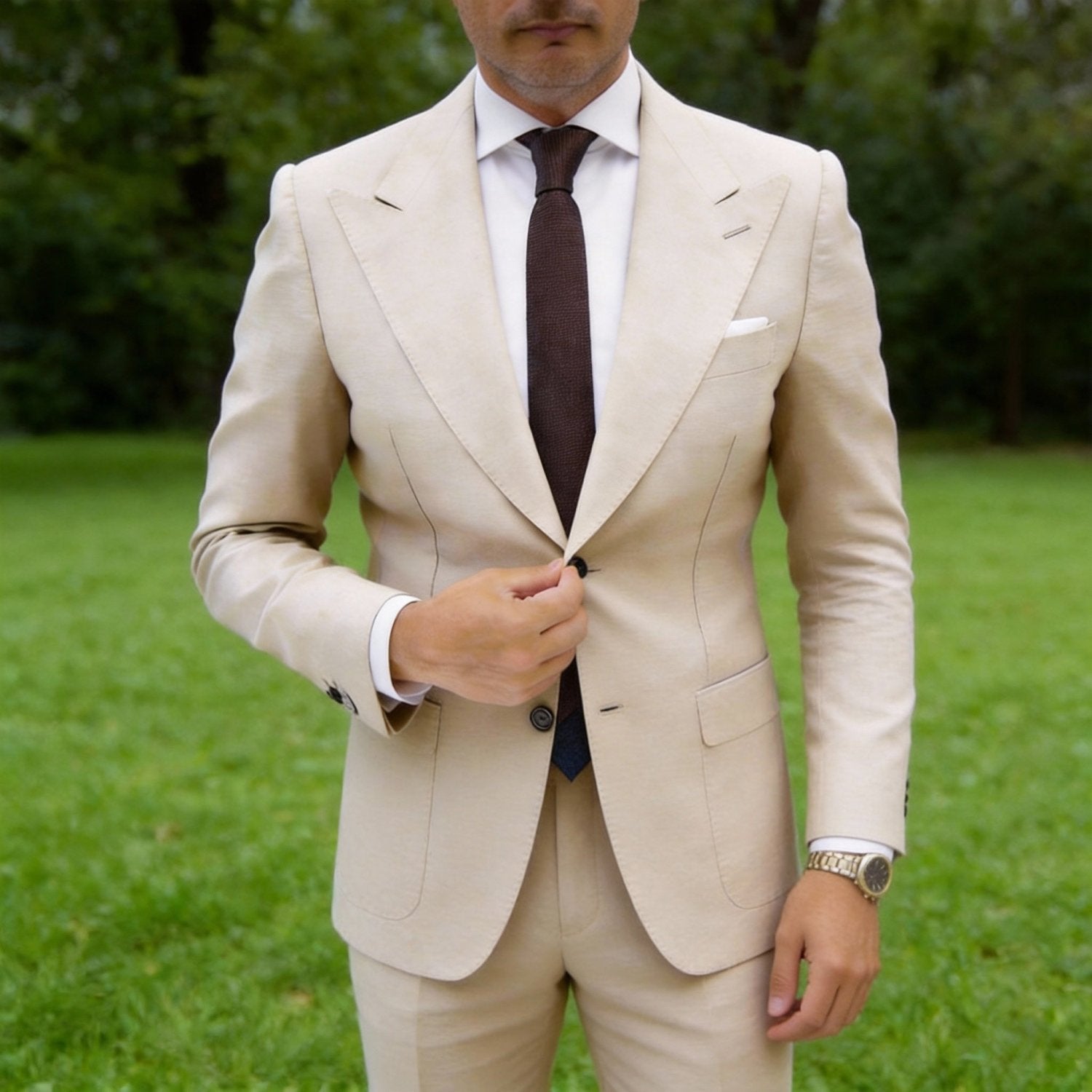 Brown With Dark Grid Necktie