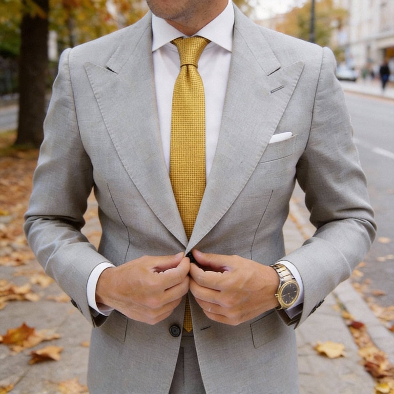 Gold Black Textured Necktie