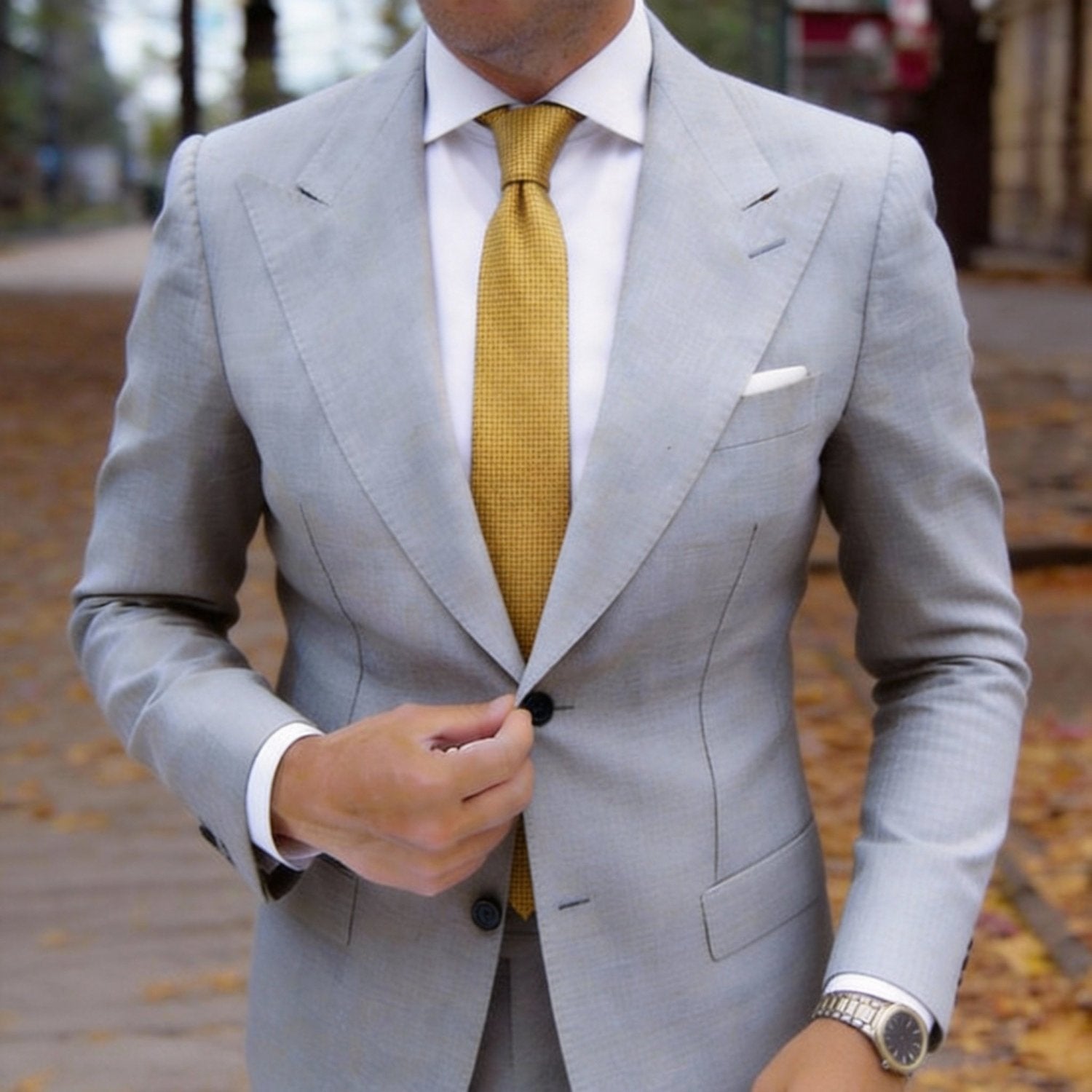 Gold Black Textured Necktie
